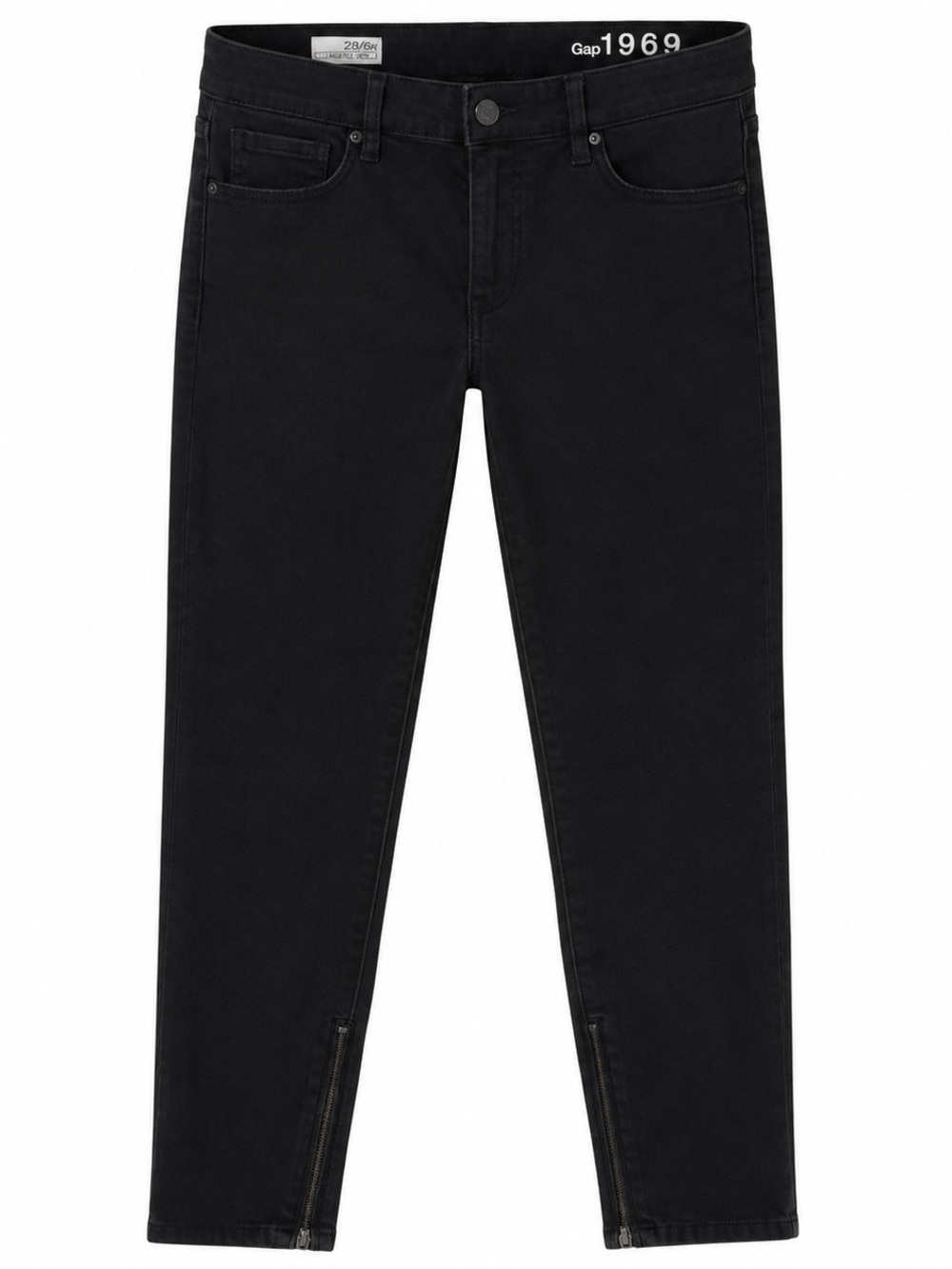 Gap 1969 Black Legging Jeans With Inseam Zip Detail Size 28/6P